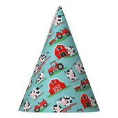 Kühe im landwirtschaftlichen Betrieb und Traktoren Partyhütchen (Links)