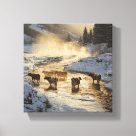 Kühe im Nebel Leinwanddruck