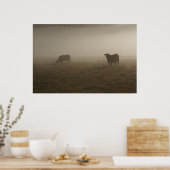 Kühe im nebeligen Foto Poster (Küche)