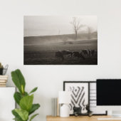 Kühe im nebeligen Kunstdruck Poster (Heimbüro)