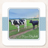 Kühe im Set "Weide"-Untersetzer Rechteckiger Pappuntersetzer (Vorderseite)