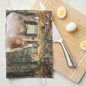 Kühe im Wald Geschirrtuch (Viertel Falte)