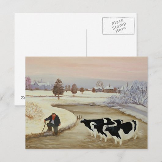 Kühe im Winter Postkarte (Vorne/Hinten)