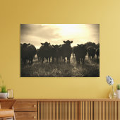 Kühe in der Weide - Sepia Tone Leinwanddruck (Insitu (Wohnzimmer))