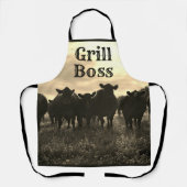 Kühe in der Weide - Sepia Tone Schürze (Vorderseite)