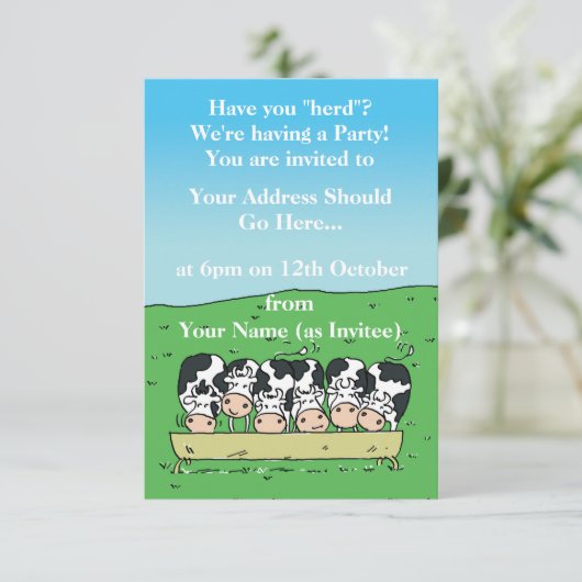 Kühe in einem Felddesign Einladung (Stehend Vorderseite)