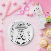 Kühe in einem UFO-Raumschiff Pappteller (Party)