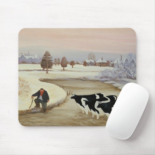 Kühe in einem Winter-Fluss Mousepad (Mit Mouse)