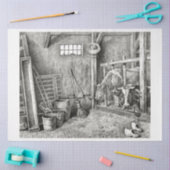 Kühe in einer Vintagen Stallentbeinfarm Seidenpapier (Basteln)