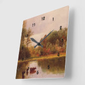 Kühe in einer Wasserlandschaft, Albert Bierstadt Quadratische Wanduhr (Winkel)