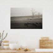 Kühe in Nebeldruck Poster (Küche)
