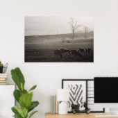 Kühe in Nebeldruck Poster (Heimbüro)