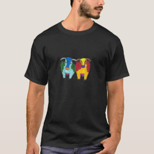 Kühe in verschiedenen Farben handgezeichnetes Desi T-Shirt