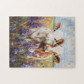 Kühe Kälber Lupine Blume Malerei Puzzle (Horizontal)