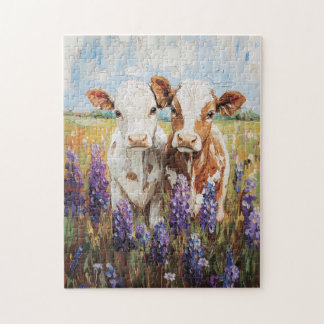 Kühe Kälber Lupine Blume Malerei Puzzle