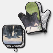 Kühe Ofenhandschuh & Topflappen-Set (Vorderseite/Rückseite)