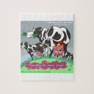 Kühe produzieren schwere Sahne Lustiger Cartoon Puzzle