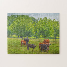 Kühe Rinder Art Texas Landschaft Puzzle
