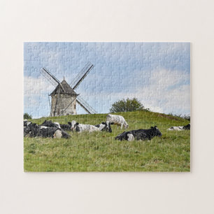 Kühe Rindermühle Windmühle Ackerland Weide Puzzle 