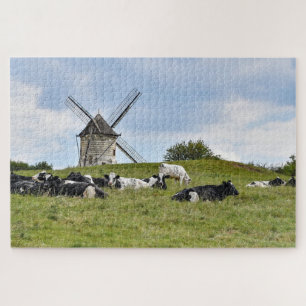 Kühe Rindermühle Windmühle Ackerland Weide Puzzle