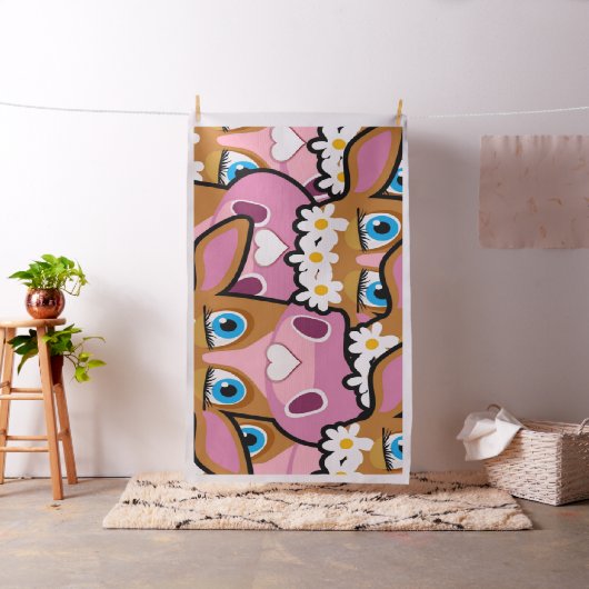 Kühe Schmetterling Blumengewebe Stoff (Beispiel)