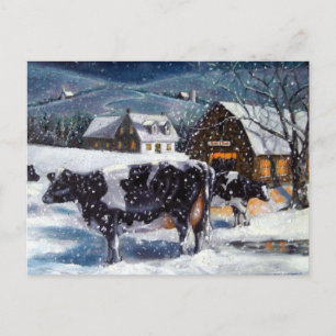 KÜHE: SCHNEE: KUNST: HOLSTEIN FEIERTAGSPOSTKARTE