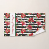 Kühe Streifen mit Poinsettias Frohe Weihnachten Badhandtuch Set (Handtuch)