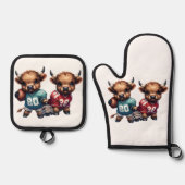 Kühe und Fußball Ofenhandschuh & Topflappen-Set (Vorderseite)