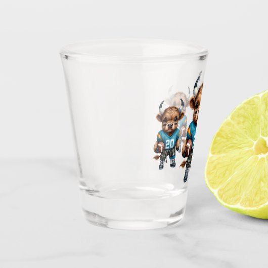 Kühe und Fußball Schnapsglas (Links)