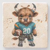 Kühe und Fußball Steinuntersetzer (Vorderseite)