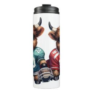 Kühe und Fußball Thermosbecher