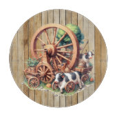 Kühe und Räder aus coolem Western Schneidebrett (Vorderseite)