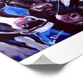 Kühe Vegetarisches buntes Volk Kunst Poster (Ecke)