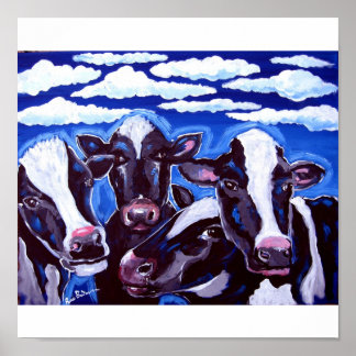 Kühe Vegetarisches buntes Volk Kunst Poster