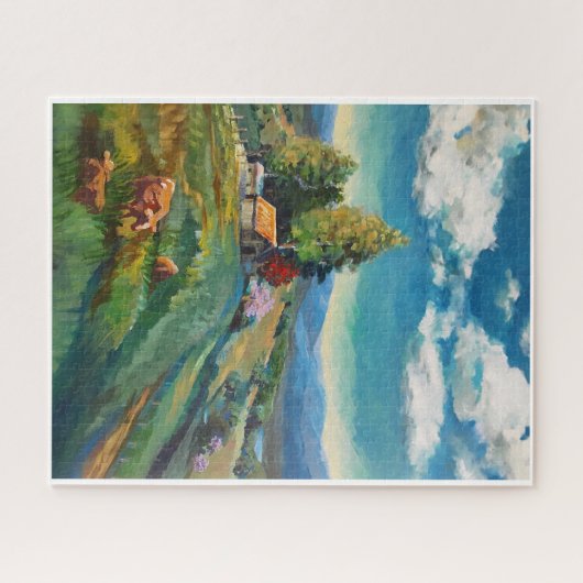 Kühe weiden, entfernte Hügel Puzzle (Horizontal)