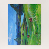 Kühe weiden, Glasshousgebirge Puzzle (Vertikal)