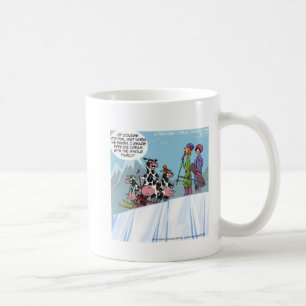 Kuhfamilie Schneeskifahren Lustig Kaffeetasse