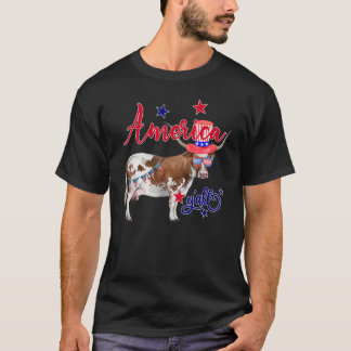 Kuhfarm 4. Juli Patriotisches Bauernmädchen Amerik T-Shirt