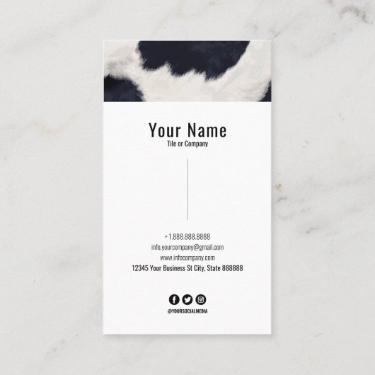 Kuhfell Visitenkarte (Rückseite)