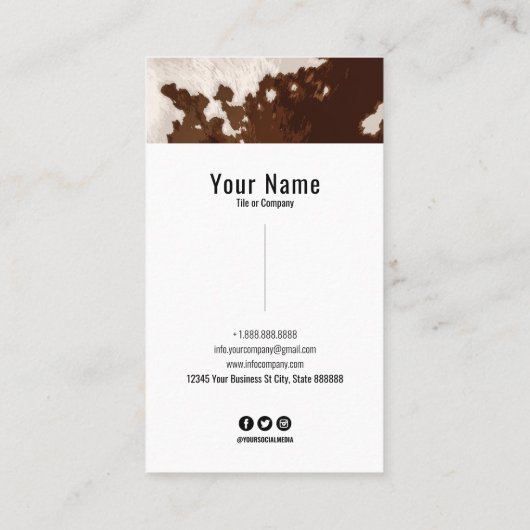 Kuhfell Visitenkarte (Rückseite)