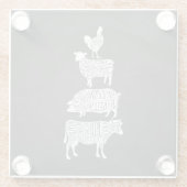 Kuhfleisch Fleisch von Hühnerfleisch von Kühen, Sc Glasuntersetzer (Rückseite)