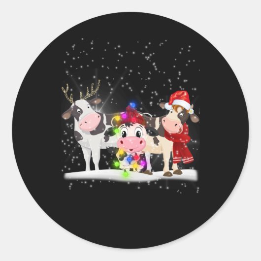 Kuhgeschenk | Funny Christmas Cow Family Snow Runder Aufkleber (Vorderseite)