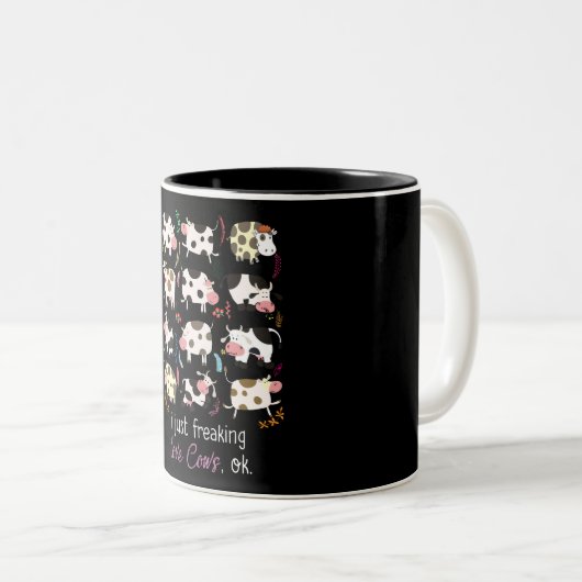 Kuhgeschenk| Ich habe nur Liebe Kühe OK Zweifarbige Tasse (VorderseiteRechts)