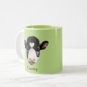 Kuhgesicht auf Kalkgrün Zweifarbige Tasse (Vorderseite Links)