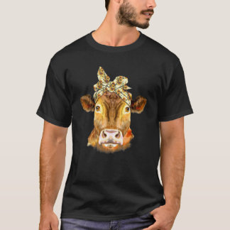 Kuhgesicht mit Sonnenblumen-Haarschleife Bandana F T-Shirt