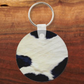 Kuhhaut Fur Textur Schwarz und Weiß anpassen Schlüsselanhänger (Vorderseite)