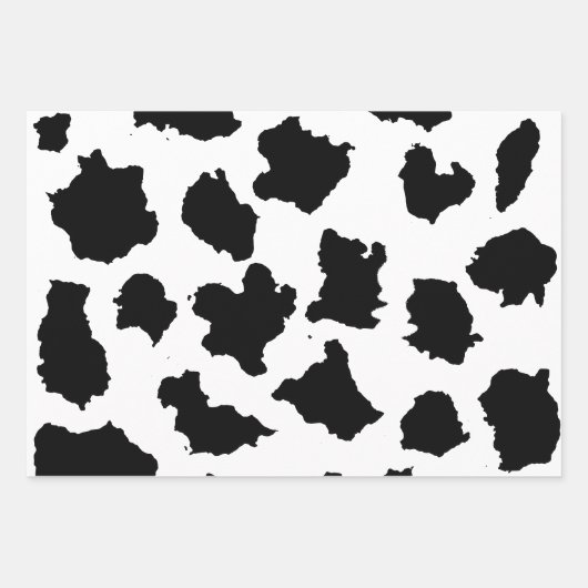 Kuhhaut Schwarz-Weiß-Muster Geschenkpapier Set (Vorderseite 2)