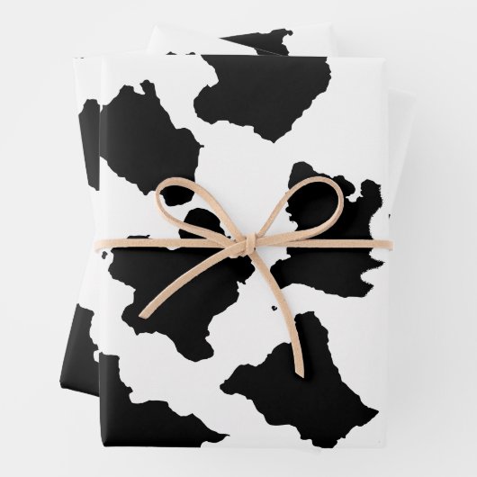 Kuhhaut Schwarz-Weiß-Muster Geschenkpapier Set (Beispiel)