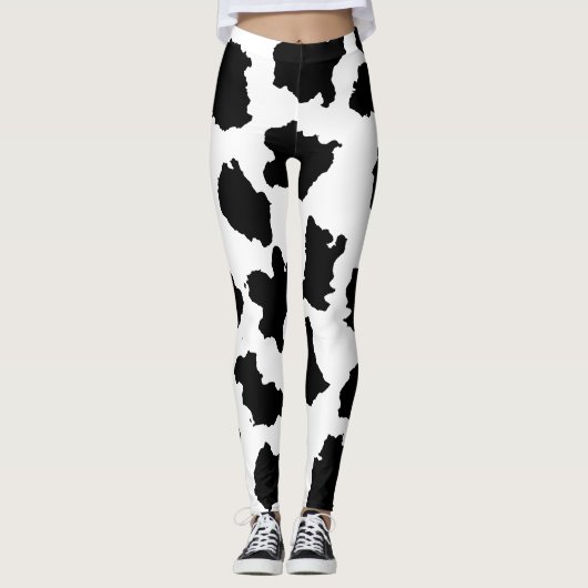 Kuhhaut Schwarz-Weiß-Muster Leggings (Vorderseite)