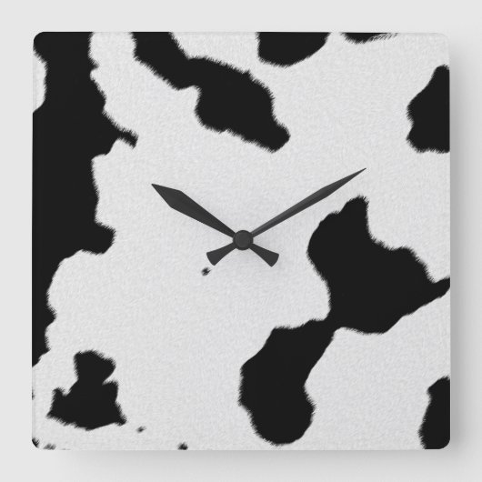 Kuhhautgewebe Quadratische Wanduhr (Vorderseite)
